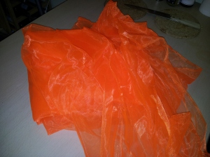 bright orange crystal organza £1/m
