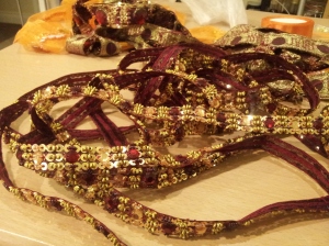 Yet another  bargain bin bargain! £1 for 3m red and gold beaded trim